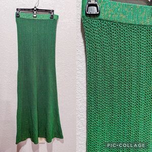 Isabelle François Green Crochet Maxi Skirt Women’s Small St. Tropez Mermaidcore